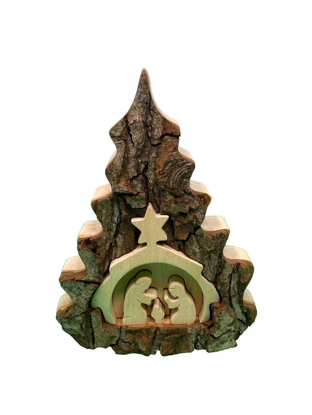 Nativity Scene Table Ornament, Wood Nativity Set, Jesus, Mary, and Joseph